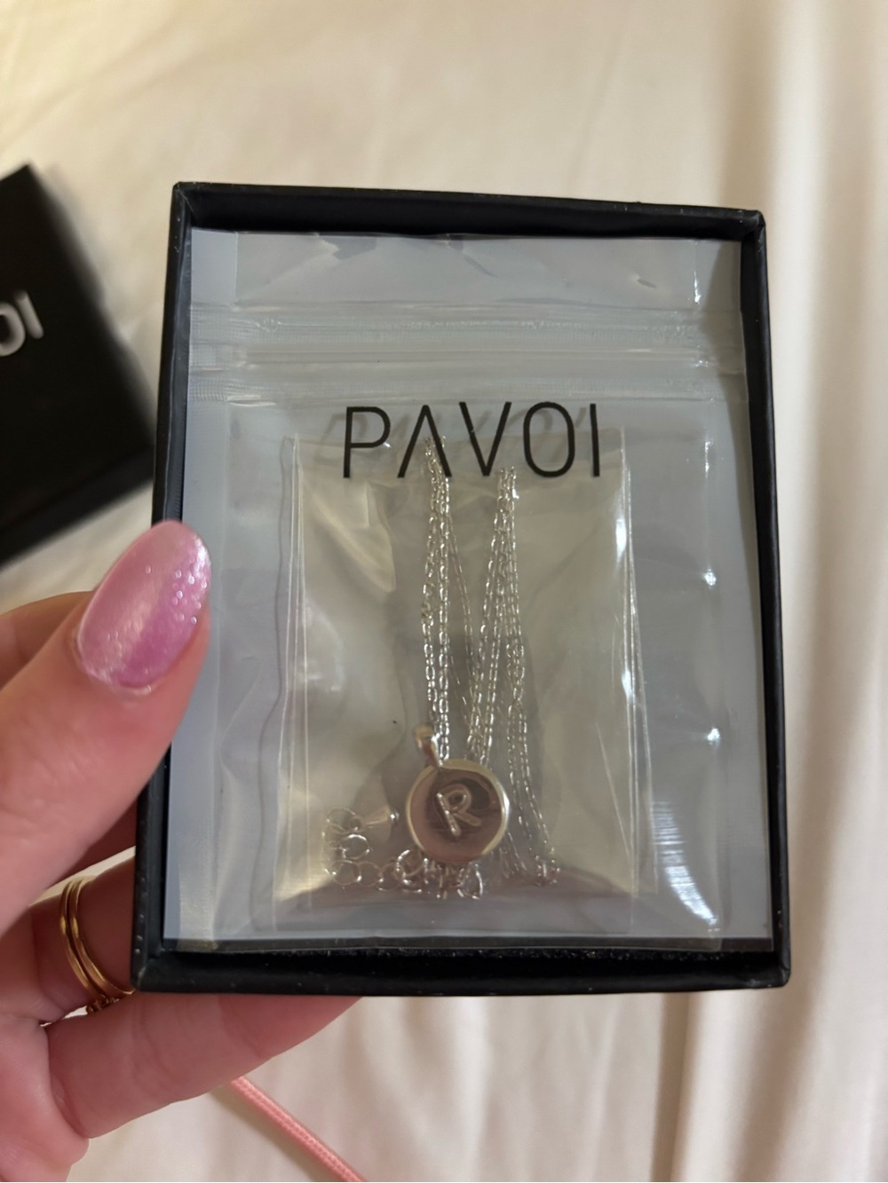 R Initial Pendant Necklace White Gold Plated NEW